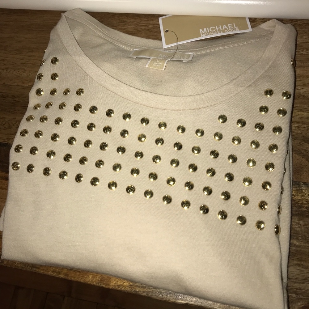 NWT Michael Kors Tan Top w/ Studded Design